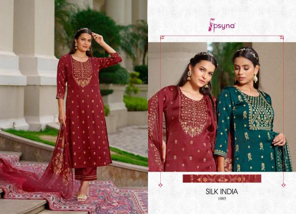 Psyna Silk India Fancy sILK Kurti With Bottom Dupatta Collection